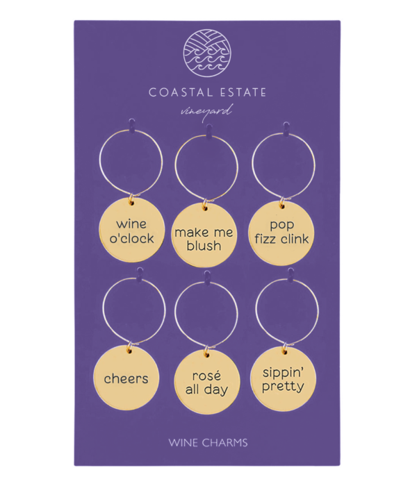 Set of 6 Wine Charms on Card