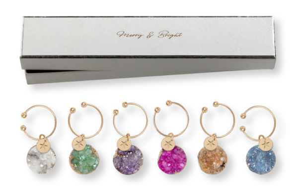 Druzy Stone Wine Charms
